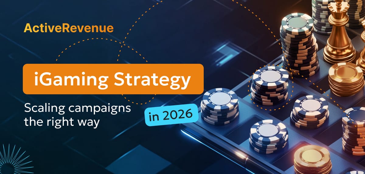 iGaming strategy for 2026 illustrated as a chessboard with casino chips, symbolizing smart affiliate campaign scaling