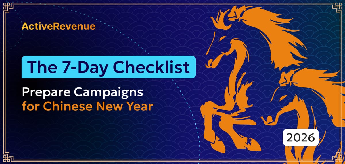 Banner image with an abstract running horse and the text “The 7-Day Checklist: Prepare Campaigns for Chinese New Year 2026”.