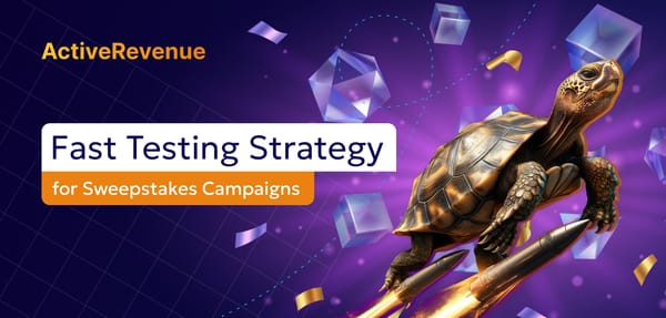 Rocket-powered turtle representing fast testing strategy for sweepstakes campaigns on a dark background